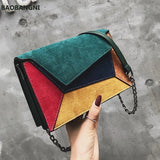 Matte Patchwork Crossbody Bag Women Chain Flap Handbag Small Square Bag