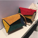 Matte Patchwork Crossbody Bag Women Small Square Chain Flap Handbag Lady Purse