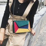 Matte Patchwork Crossbody Bag Women Chain Flap Handbag Small Square Bag