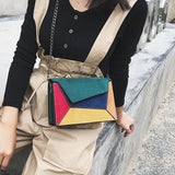 Matte Patchwork Crossbody Bag Women Small Square Chain Flap Handbag Lady Purse