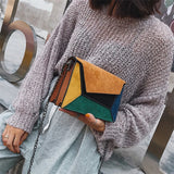 Matte Patchwork Crossbody Bag Women Small Square Chain Flap Handbag Lady Purse