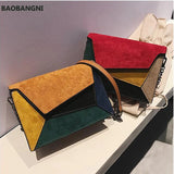 Matte Patchwork Crossbody Bag Women Chain Flap Handbag Small Square Bag