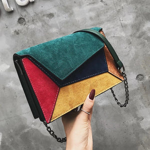Matte Patchwork Crossbody Bag Women Small Square Chain Flap Handbag Lady Purse