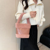 Faux Fur Bucket Bag for Women Soft Plush Handbag