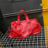Leather Sport Bag Gym Bag with Shoe Compartment for Women Men