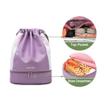 Sport Drawstring Backpack Waterproof Gym Bag with Shoe Compartment