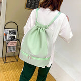 Sport Drawstring Backpack Waterproof Gym Bag with Shoe Compartment