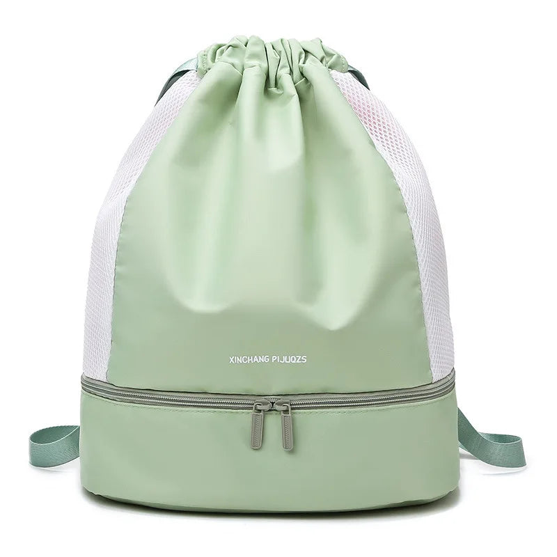 Sport Drawstring Backpack Waterproof Gym Bag with Shoe Compartment