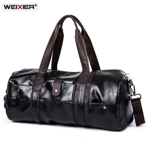 Brown Leather Sports Gym Bag for Men Duffle Travel Luggage Shoulder Bag