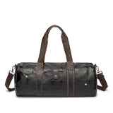 Men's Brown Leather Gym Bag Yoga Travel Duffel Shoulder Luggage