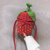 Women's Straw Bag Woven Shoulder Messenger Bag Travel Strawberry Shape Weaving