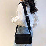 Spring Corduroy Art Plaid Handbag Women Small Square Tote Bag Messenger Bag