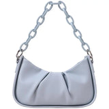 Spring Top-Handle Handbag Pleated Retro PU Leather Shoulder Bag