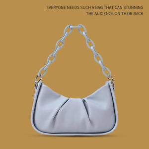 Spring Top-Handle Handbag Pleated Retro PU Leather Shoulder Bag