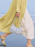Spring Top-Handle Handbag Pleated Retro PU Leather Shoulder Bag
