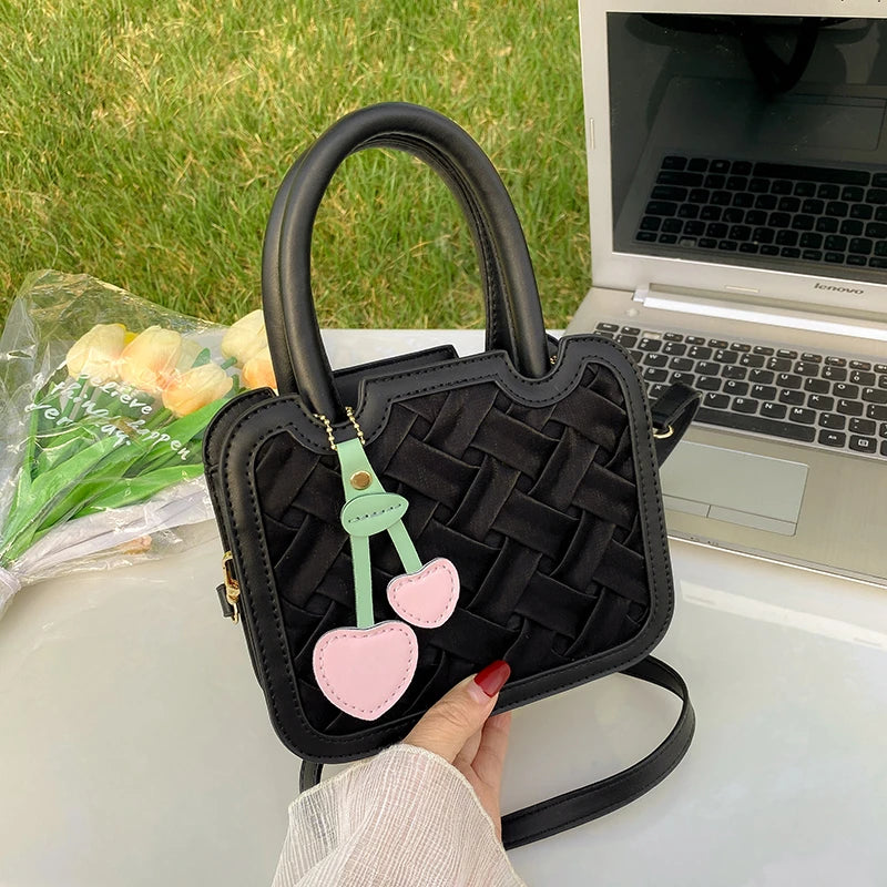 One Shoulder Messenger Bag Solid Ladies Tote Bag PU Leather Small Square Bag