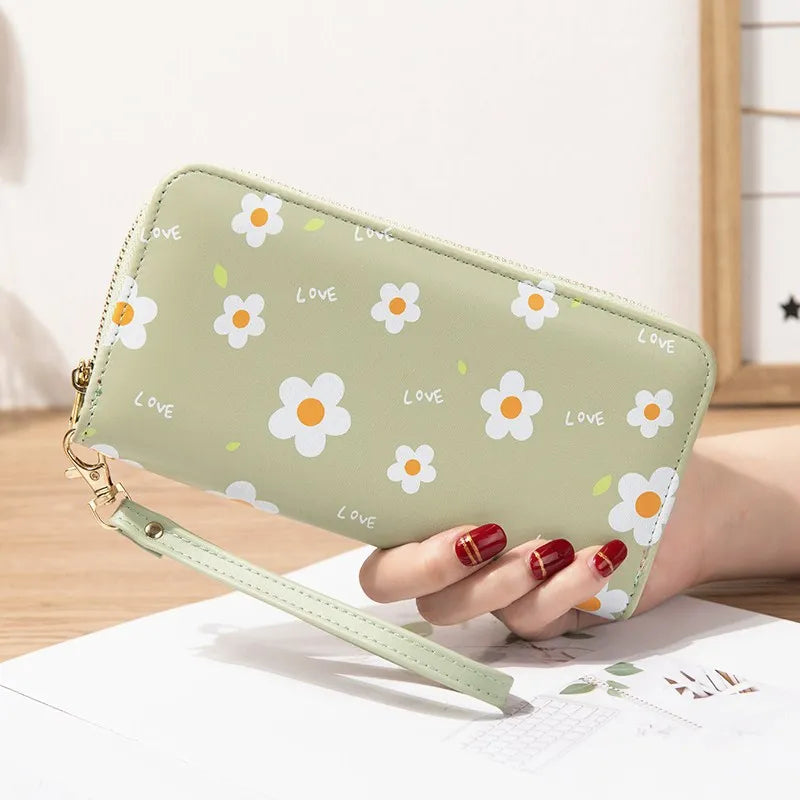 Spring Flower Pu Long Wallet Pink Ladies Hand Wallet