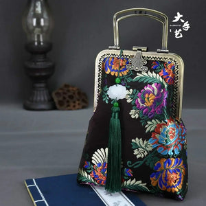 Spring Flowers Fringe Vintage Bag Crossbody Bag Women's Handbag Purse