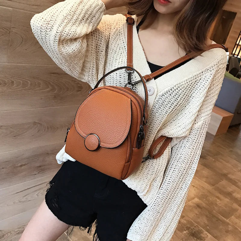 Spring Leisure Women's Backpack Solid Color Single Shoulder Bag