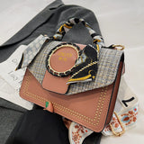 Spring Women's Bag PU Leather Ribbons Ladies Handbags Wide Strap