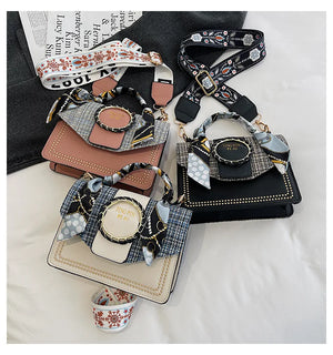 Spring Women's Bag PU Leather Ribbons Ladies Handbags Wide Strap