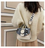 Spring Women's Bag PU Leather Ribbons Ladies Handbags Wide Strap