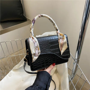 Spring Small Square Bag with Chain Silk Scarf