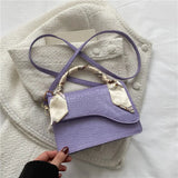 Spring Small Square Bag with Chain Silk Scarf