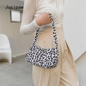 Spring Leopard Print Shoulder Bag Women Vintage Pu Leather Handbag Crossbody