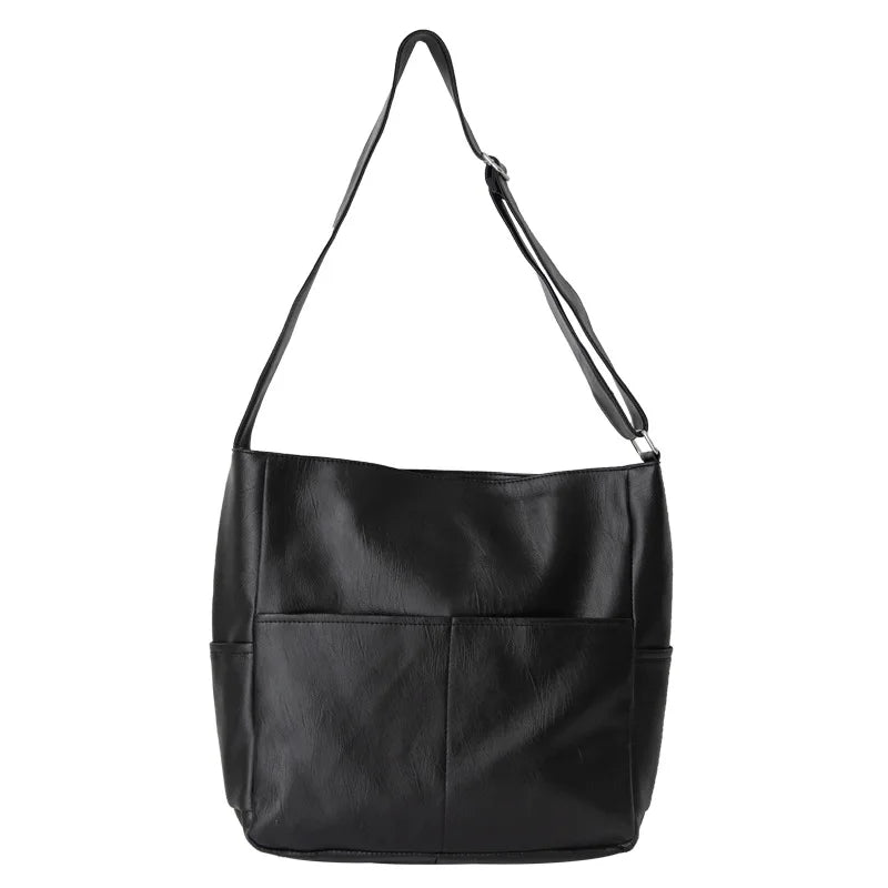 Spring Pu Soft Leather Bucket Bag Large Capacity Cross-body Ins Shoulder