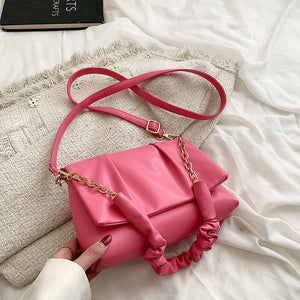 Spring Pleated Shoulder Bag For Women Brands Flap Armpit Bag Lady Underarm Bag