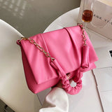 Spring Pleated Shoulder Bag For Women Brands Flap Armpit Bag Lady Underarm Bag