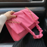 Spring Pleated Shoulder Bag For Women Brands Flap Armpit Bag Lady Underarm Bag