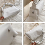 Spring Small Women's Pleated Strap Handbag Soft Leather Messenger Bag