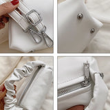 Spring Small Women's Pleated Strap Handbag Soft Leather Messenger Bag