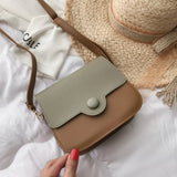 Spring Summer Ins Saddle Bag Lady PU Leather Shoulder Bag Small Flap Purse