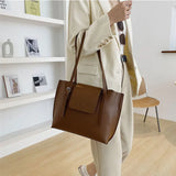 PU Leather Women's Shoulder Bag Large Capacity Handle Bag for Documents