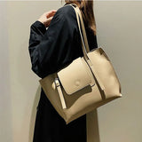 PU Leather Women's Shoulder Bag Large Capacity Handle Bag for Documents