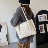 PU Leather Women's Shoulder Bag Large Capacity Handle Bag for Documents