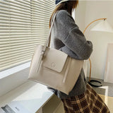 PU Leather Women's Shoulder Bag Large Capacity Handle Bag for Documents