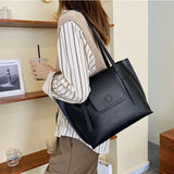 PU Leather Women's Shoulder Bag Large Capacity Handle Bag for Documents