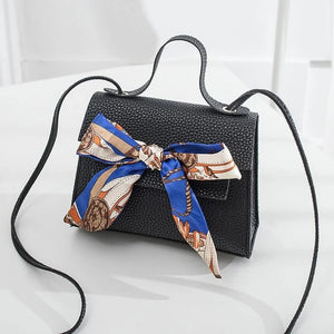 Vintage Bow Shoulder Bag PU Leather Small Handbag