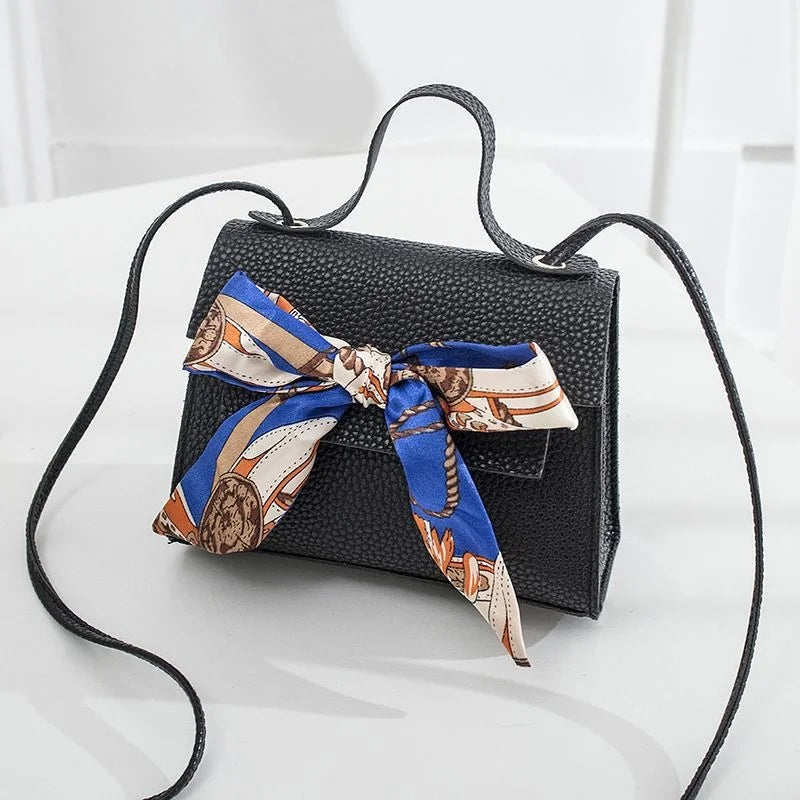 Vintage Bow Shoulder Bag PU Leather Small Handbag