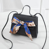 Vintage Bow Shoulder Bag PU Leather Small Handbag