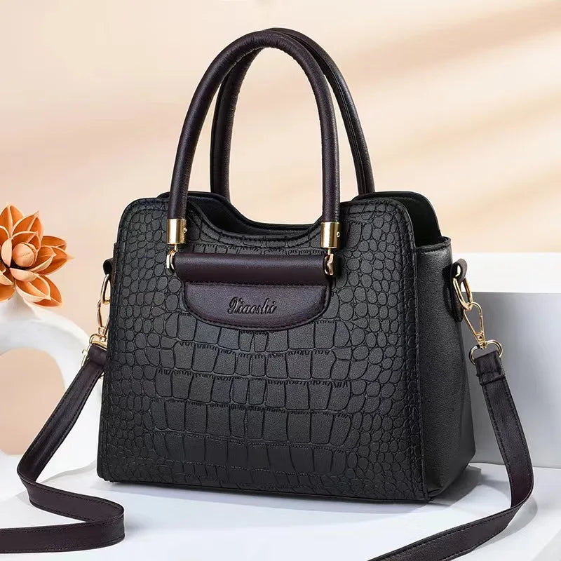 Crocodile Pattern Shoulder Bag Handbag Leather Ladies