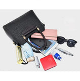 Crocodile Pattern Shoulder Bag Handbag Leather Ladies