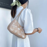 Butterfly Print PU Leather Shoulder Bag for Women