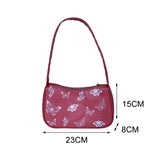 Butterfly Print PU Leather Shoulder Bag for Women