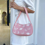 Butterfly Print PU Leather Shoulder Bag for Women