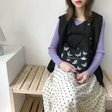 Spring Women Small Handbag Butterfly Print Canvas Tote Ladies' Underarm Bag